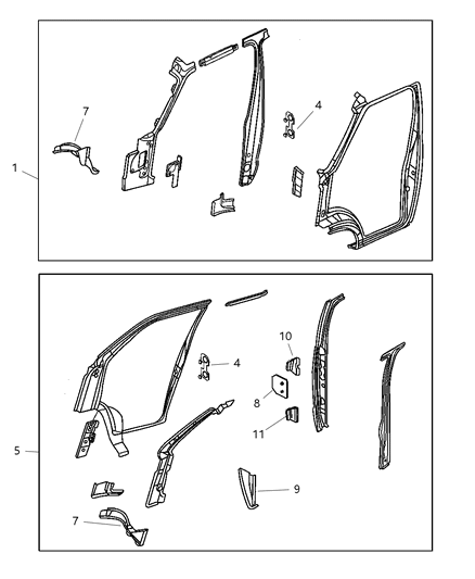 2001 Dodge Ram Van Panel-Body Side Door Diagram for 55347043AM