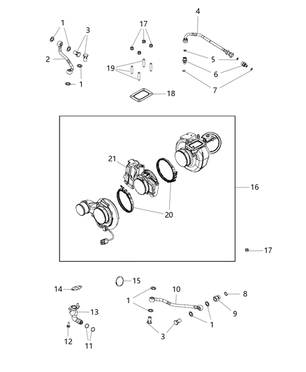 2008 Dodge Ram 3500 Cab Chassis Turbo Charger , Oil Lines & Plumbing Diagram
