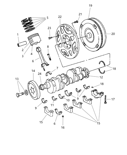 2000 Dodge Durango Crankshaft , Piston & Torque Converter Diagram 3