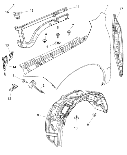 2018 Ram 3500 Front Fender Diagram