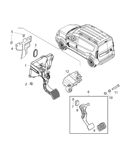 2018 Ram ProMaster City Pedal-Non Adjustable Diagram for 68281755AA