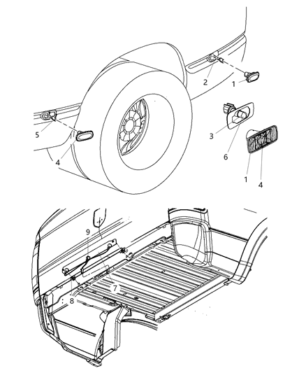 2013 Ram 3500 Pickup Lamps Dually Fenders & Tailgate Diagram