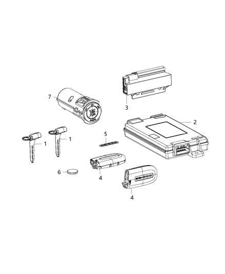 2015 Dodge Charger Modules, Receiver Keys And Key Fob Diagram