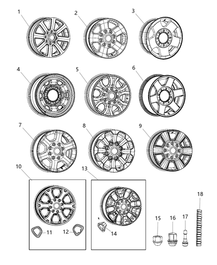 2017 Ram 2500 Aluminum Wheel Diagram for 6CV281XFAA
