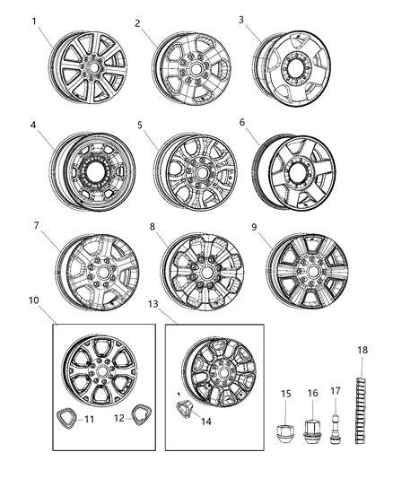 2017 Ram 2500 Wheel Alloy Diagram for 1VQ85DD5AB