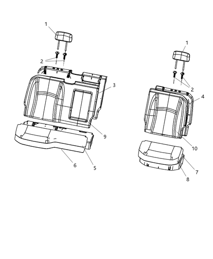 2009 Dodge Ram 1500 Rear Seat Cushion Cover Diagram for 1NL59GTFAA