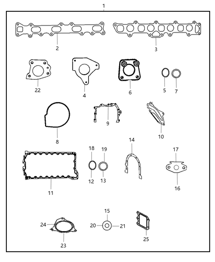 2011 Dodge Grand Caravan Engine Gasket / Install Kits Diagram 1