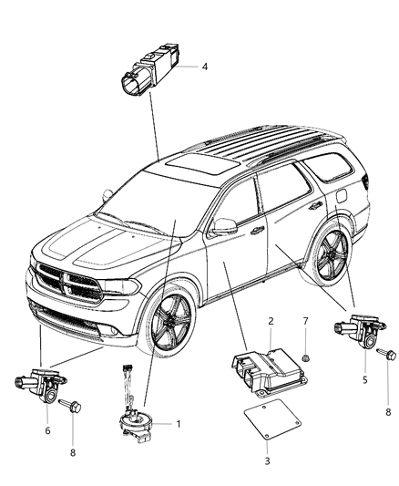 2017 Dodge Durango Air Bag Modules Impact Sensor & Clock Springs Diagram