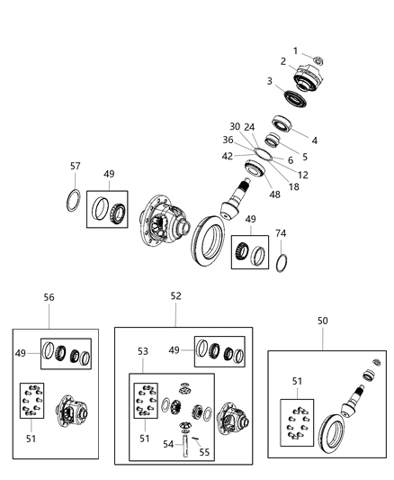 2021 Jeep Wrangler Bearing-Drive Pinion Diagram for 68398694AA