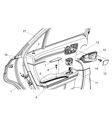 2014 Chrysler 300 Panel-Rear Door Trim Diagram for 1UK251L5AG