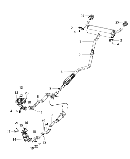 2020 Jeep Cherokee Front Exhaust Pipe Diagram for 68289186AB