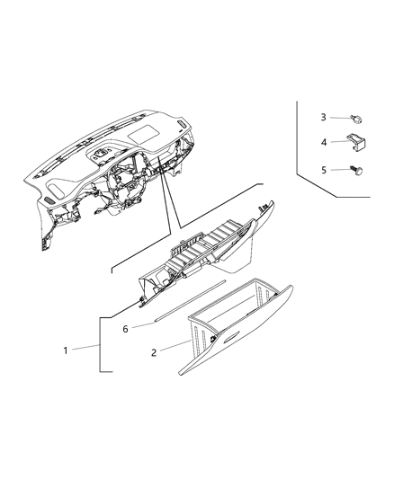 2019 Ram ProMaster City Instrument Panel Trim, Glovebox Diagram