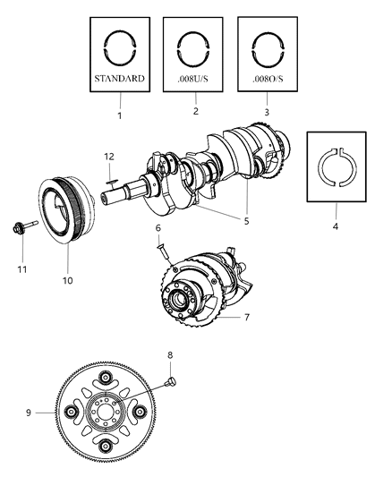 2010 Dodge Charger Crankshaft , Crankshaft Bearings , Damper And Flexplate And Flywheel Diagram 4