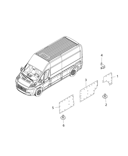 2014 Ram ProMaster 2500 Lower Cargo Trim Covers Diagram