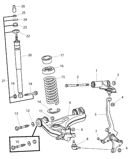 2006 Chrysler Crossfire Suspension - Front Diagram