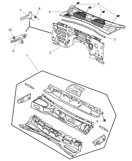 2007 Dodge Nitro Panel-PLENUM Complete Diagram for 55176767AG