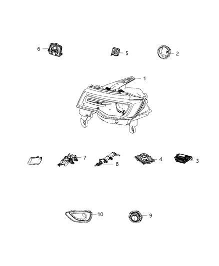 2021 Jeep Grand Cherokee Parts, Headlamp Service Diagram 1