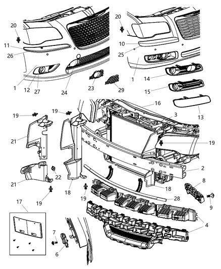 2014 Chrysler 300 Plug-Fog Lamp Hole Diagram for 68236973AA