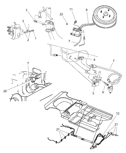 1999 Dodge Neon Lines & Hoses, Brake Diagram 1