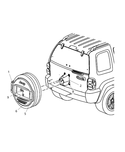 2007 Jeep Liberty Spare Wheel, Export Diagram