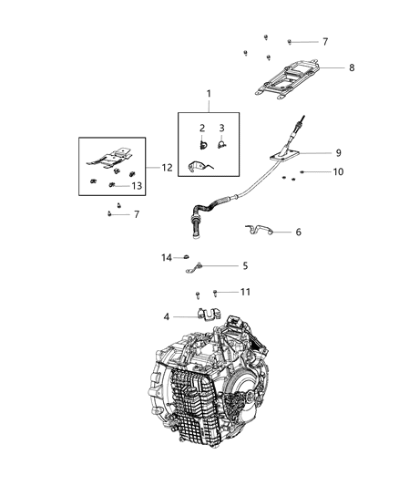 2018 Jeep Compass Transmission Gearshift Control Cable Diagram for 68260500AA