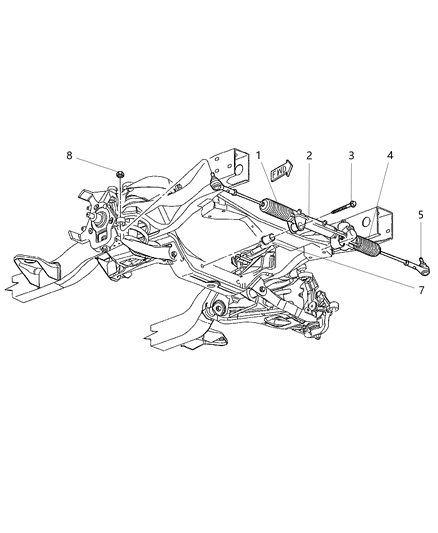 2002 Dodge Durango Gear - Power Steering, Rack & Pinion Diagram 1