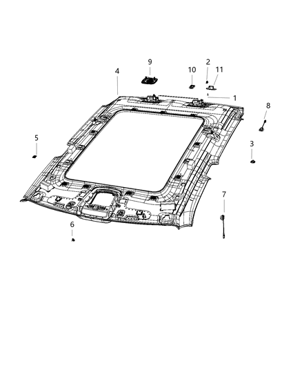 2020 Ram 1500 Headliner Diagram for 6VE42TX7AA