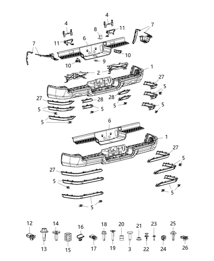 2021 Ram 1500 VALANCE-Rear Diagram for 68299073AB