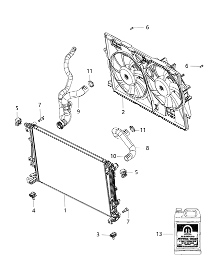 2017 Jeep Cherokee Radiator & Related Parts Diagram 1