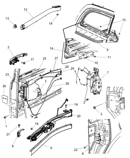 2008 Chrysler Town & Country Sliding Door Latch Diagram for 68030379AA