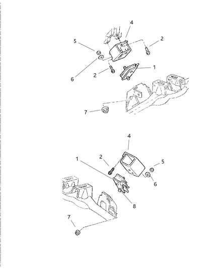 1999 Dodge Ram Wagon Engine Mounting, Front Diagram 1