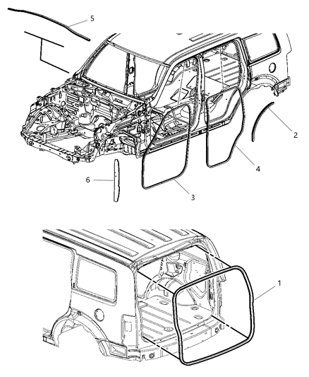 2011 Jeep Liberty Body Weatherstrips & Seals Diagram