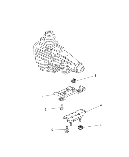 2002 Dodge Ram 3500 Engine Mounting, Rear Diagram 1