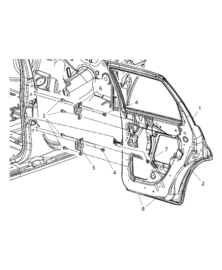 2007 Chrysler PT Cruiser Door, Rear Diagram 2