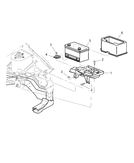 1997 Dodge Grand Caravan Battery Trays & Cables Diagram