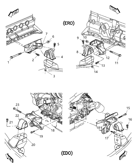 2004 Jeep Wrangler INSULATOR-Engine Mount Diagram for 52019278AC