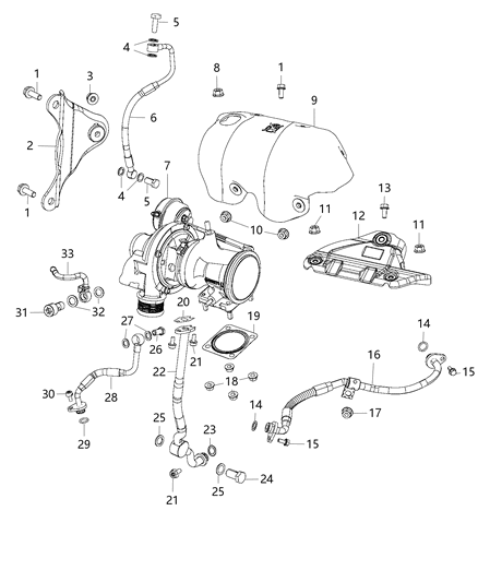 2016 Dodge Dart Turbocharger & Oil Hoses / Tubes Diagram