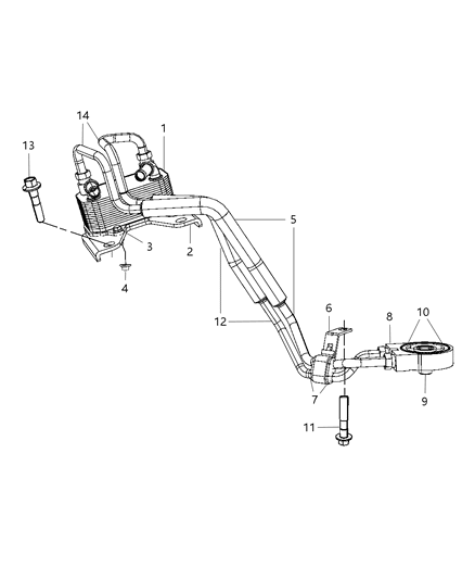 2009 Chrysler Sebring Engine Oil Cooler & Hoses / Tubes Diagram 4