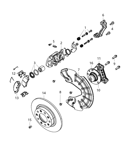 2012 Dodge Dart Disc Brake Pad Set Rear Diagram for 68163822AA