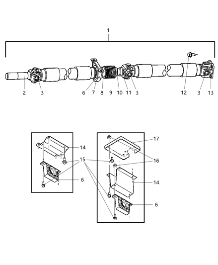 2004 Dodge Ram 3500 Propeller Shaft - Rear Diagram 2