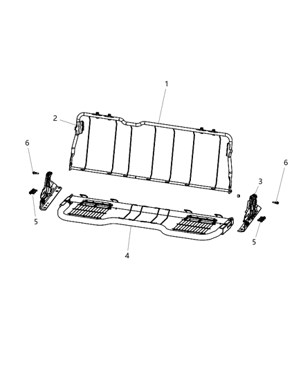 2013 Ram 1500 Quad Cab, Rear Seat Hardware, Bench Diagram