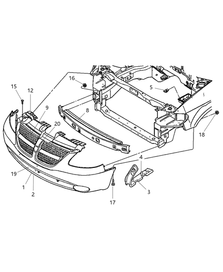 2004 Chrysler Town & Country Fascia, Front Diagram