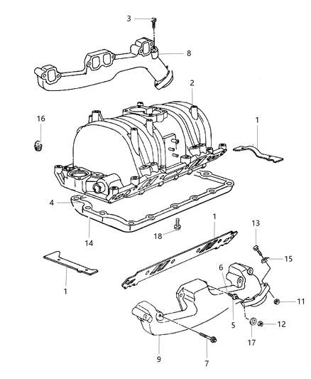 2003 Dodge Dakota Exhaust Manifold Diagram for 53010189AB