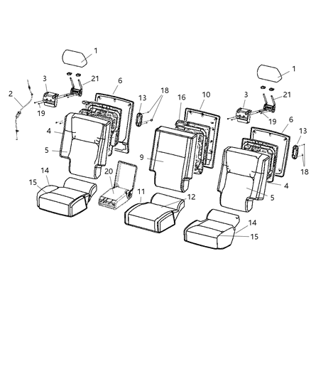 2009 Jeep Commander Rear Seat Cushion Diagram for 1JF711UYAA