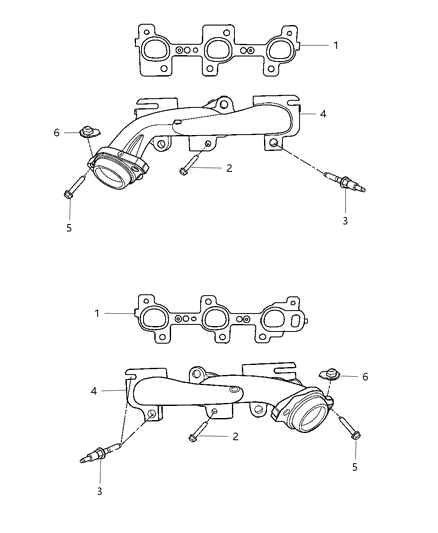 2009 Dodge Ram 1500 Exhaust Manifolds & Heat Shields Diagram 1