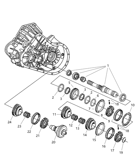 2004 Chrysler PT Cruiser Input & Reverse Shaft Diagram