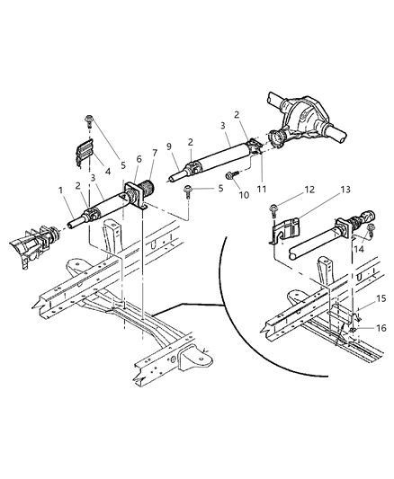 2004 Dodge Dakota Propeller Shaft - Rear Diagram 1