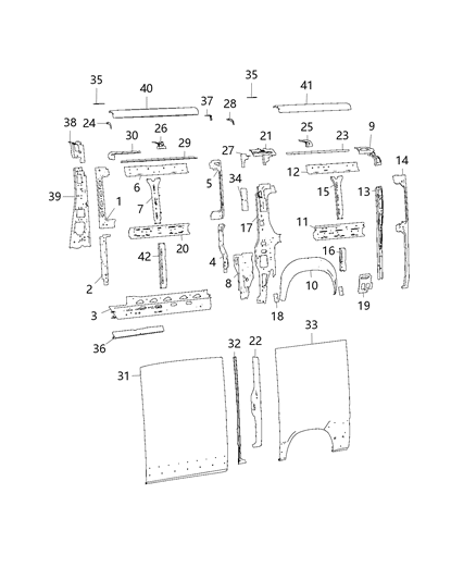 2020 Ram ProMaster 1500 Panels Body Side Diagram 2