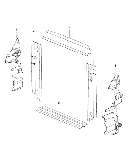 2020 Dodge Grand Caravan Radiator Seals, Shields, & Baffles Diagram