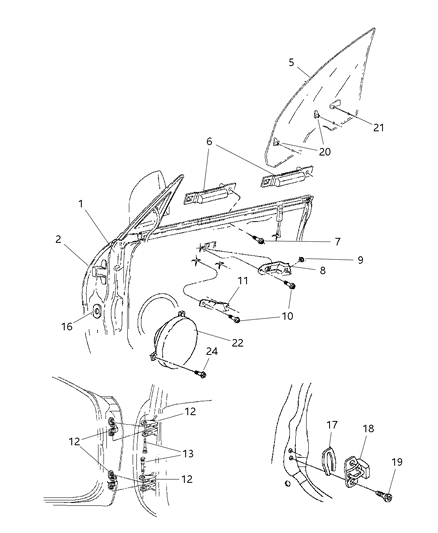 1999 Dodge Neon Door, Front Diagram 2